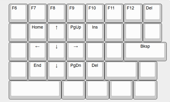 My FoldKB layer one keymap (right half)